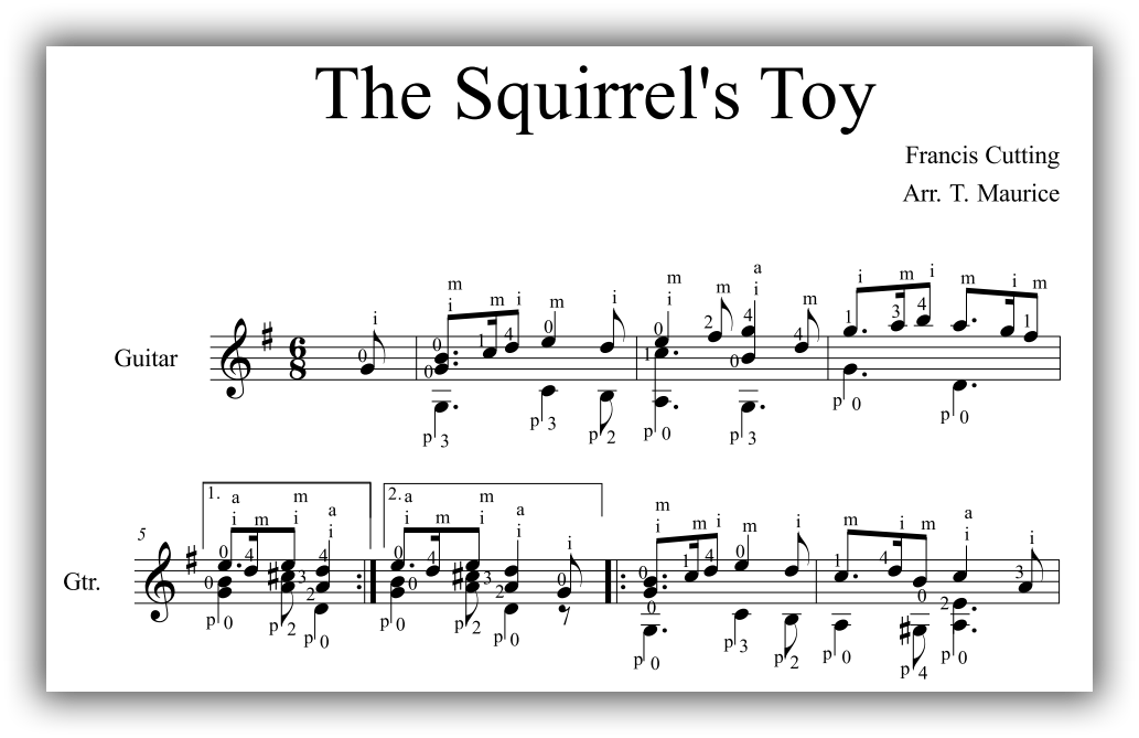 Classical Guitar Gems Squirrels Toy Notation Classical Guitar Gems Squirrels Toy Notation