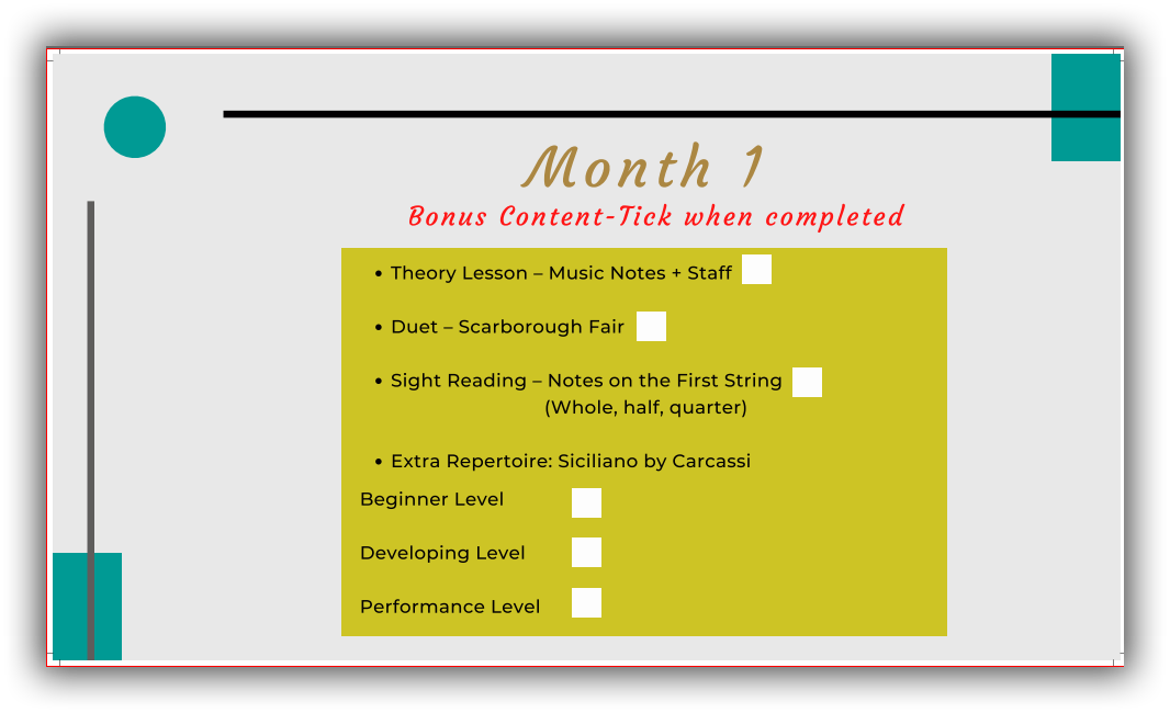 Classical Guitar Progress Summary Reports